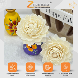 India Origin Manufacturer & Exporter Highest Supplying Handmade Eco-Friendly Artificial Sola Wood <b>Flowers</b> in 6,8,10cm Sizes - Product Image 2