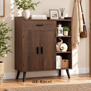 Mueble de Almacenamiento Independiente con Cajón y Estantes Abiertos - Product Image 3