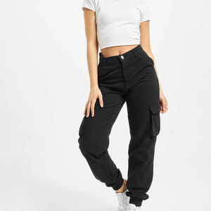 Pantalon cargo respirant à taille haute, pantalon utilitaire fonctionnel avec coupe régulière et poches polyvalentes pour le style de vie actif des femmes - Product Image 1