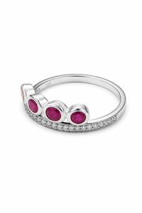 Bague de luxe en pierres naturelles rubis et diamant en argent sterling 925 avec placage rhodium et sertissage pavé et griffes KLSR12538 - Product Image 4