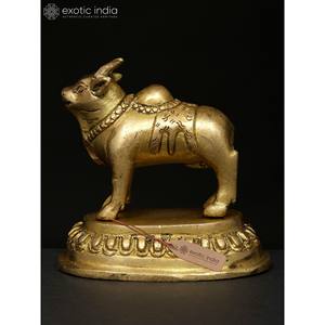3 Inch Handmade Brass Nandi Sculpture Mount of <b>Shiva</b> for Home, Gifting and Temple Made in India - Product Image 2