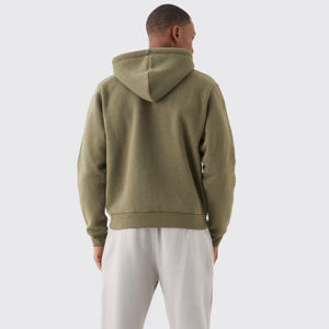 Men's Olive Green Hooded <b>Zip</b>-<b>Up</b> Hoodie Regular Fit Cotton French Terry Casual Autumn Wear - Product Image 6
