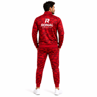 RONAL SPORTS Survêtement camouflage rouge à fermeture éclair intégrale, ensemble de jogging sportif, séchage rapide, polyester, vêtements d'automne, nouvelle tendance, personnalisé pour hommes
