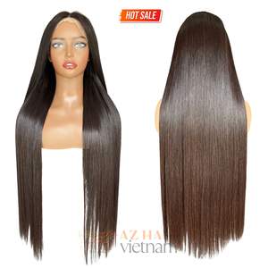 Peluca natural recta de hueso hecha de cabello humano Grado 12A Cierre de alta calidad 5x5 HD Encaje Jet Black - Product Image 6