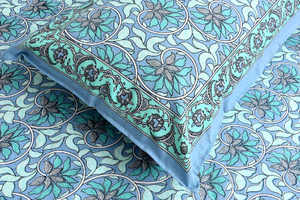 Drap plat en coton imprimé de Jaipur, 200 fils, toutes saisons, écologique, doux pour la peau, durable, respirant, lavable, taille complète - Product Image 2