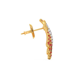 Golden Red Radiant <b>Wing</b> Statement diamond <b>Earrings</b> - Product Image 3