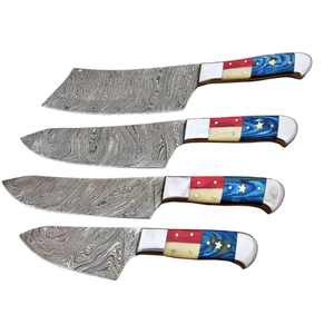 ชุดมีดครัวเหล็กดามัสกัส 4 ชิ้น ด้ามเรซิ่น ลายรักชาติ คมกริบ ใบมีดตรง - Product Image 3