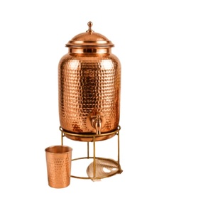 Distributeur d'eau artisanal en cuivre pur martelé avec support et robinet anti-fuite, grande capacité, stockage d'eau ayurvédique en cuivre, en promotion - Product Image 6