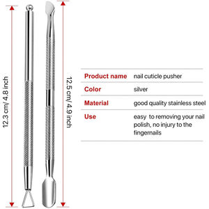 Stainless Steel Double Head Cuticle Peeler & Pusher Set 2-Piece Manicure Pedicure <b>Tools</b> for <b>Nail</b> Care - Product Image 2