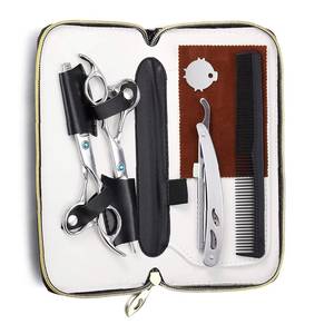 Ensemble professionnel de ciseaux de coiffure, peigne, tondeuse, acier inoxydable 440C, pour droitiers, manche moyen, 28 dents, léger - Product Image 1
