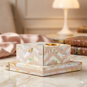 Indian Mother of Pearl Tray Set <b>Oud</b> <b>Bakhoor</b> Burner Incense Benzoin Scented Wood Leaf Material Scented Jewellery Box Included - Product Image 1