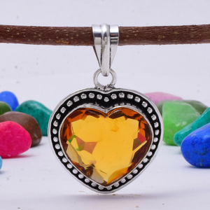Colgante de Topacio Citrino en Forma de Corazón, Plata de Ley 925, Gema Amarilla Natural, Regalo de Joyería para Ella - Product Image 3