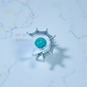 Wholesale Price Jewelry 925 Sterling Silver <b>Rings</b> <b>Turquoise</b> Gemstone Moonstone Design Silver <b>Rings</b> - Product Image 2