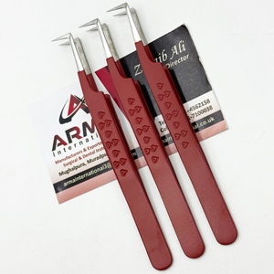 Pinzas de volumen tipo L de gran venta con mango con estampado de corazón, recubrimiento de terciopelo rojo, de acero inoxidable sostenible, antimagnéticas y duraderas - Product Image 3