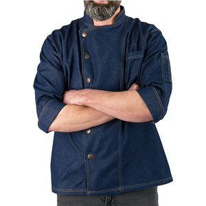 OEM Wholesale Kitchen Restaurant Hotel Staff Chef Wear Jacket Short Sleeve <b>Coat</b> <b>Summer</b> Denim Hotel Uniform - Product Image 1