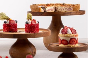 Luxury Acacia Wood Cake Stand Display <b>Platter</b> with Stable And Morden Design Base for Bakery Counter Wedding Table Decor - Product Image 6