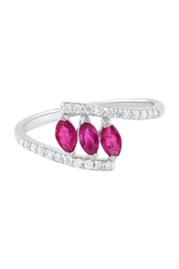 Multi Sapphire and Diamond <b>Ring</b> in 92.5 Sterling Silver KLSR-11743 - Product Image 4