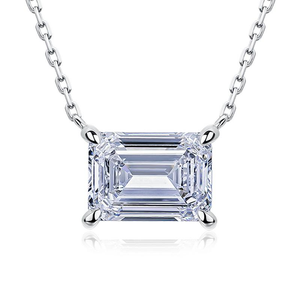 Collier pendentif solitaire en diamant taille émeraude certifié IGI, or massif 14 carats, cadeau de mariage, bijoux de mariée - Product Image 4