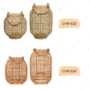 Vietrustic Stylish Woven Lantern Light <b>Hurricane</b> <b>Candle</b> Holder Bamboo Rattan Lantern Hanging <b>Candle</b> Holders - Product Image 3