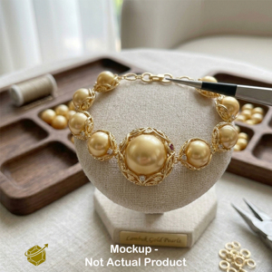 Perles dorées de qualité AA spéciales, de 12 mm, scintillent d'une élégance radieuse et d'un éclat doré, dégageant une beauté enchanteuse. - Product Image 3