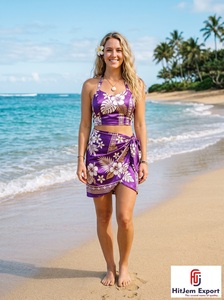 Paréo Hawaïen Sarong Tissé Polynésien Léger et Doux à Motifs Floraux, Cache-maillot de Plage Tropical, Vêtement d'Été pour Garçons OEM - Product Image 3