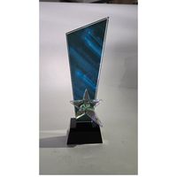 Trophée en métal moulé sous pression de haute qualité avec finition transparente en verre et cristal, logo personnalisable, design portable, thème sportif, pour employés