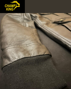 Blouson bomber en cuir Champ King Utility avec insert à col montant. - Product Image 5