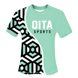 Mint Green <b>Black</b> <b>White</b> Geometric Rugby Jersey Short Sleeve Crew Neck Custom Breathable Training Athletic Team Sportswear - Product Image 1