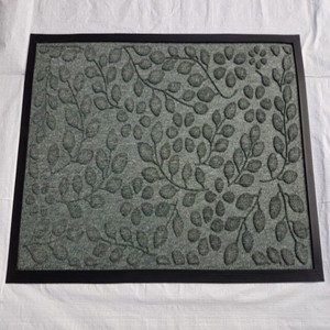 Tapis d'entrée intérieur en polyester recyclé de qualité supérieure, lavable, avec dos en caoutchouc, motif feuille - Product Image 1