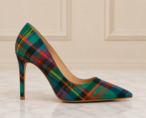 Zapatos de Tacón Alto con Plataforma y Diseño Escocés a Cuadros para Mujer, Zapatos de Tacón Alto con Punta en Pico para Boda, Zapatos de Fiesta de Alta Calidad - Product Image 2