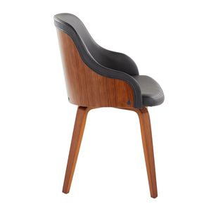 Chaise de salle à manger/de accent Bacci, style moderne du milieu du siècle, en bois de noyer et simili cuir noir - Product Image 2