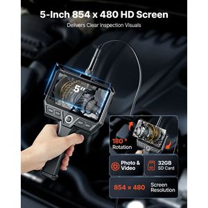 กล้องเอ็นโดสโคปอุตสาหกรรมแบบแข็งพิเศษรุ่นใหม่ สายเคเบิลยาว 32.8 ฟุต หน้าจอ HD IPS ขนาด 5 นิ้ว ไฟ 8+2 ดวง เลนส์สามชั้น 8 เท่า - Product Image 4