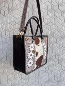 Nuevo Bolso Tote de Piel de Vaca Auténtica, Elegante Bolso de Cuero con Pelo, Tallado a Mano, Multiusos para Mujer - Product Image 2