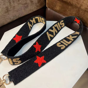 Correas de Cinturón con Cuentas Hechas a Mano, Elegantes y Personalizadas, Cuentas Doradas y Negras, Bolsas Transparentes Aprobadas, Correas para Bolsos - Product Image 1