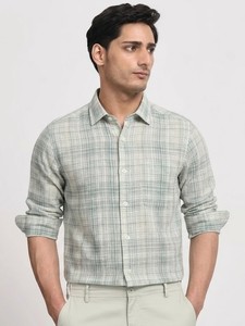 Chemise de travail ODM tissée à carreaux pour homme, décontractée, respirante, à manches longues, col rabattu, en sergé, idéale pour l'été - Product Image 1