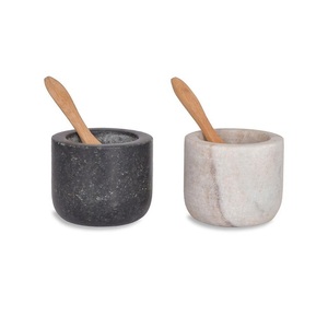 <b>Marble</b> Black And White Color Small Size Bowl <b>Set</b> Of Two With Wooden Spoon <b>Dinnerware</b> Bowl At Reasonable Prices - Product Image 1