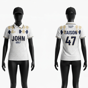 Polo de golf pour femme en polyester interlock 180 GSM, blanc, marine, beige, avec logo personnalisé par sublimation, vêtement de performance - Product Image 1