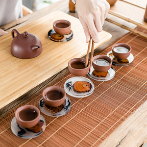 Posavasos de resina japonesa para taza de té, creativo, para té Kung Fu, de madera maciza con flores, de resina epoxi de cristal, juego de posavasos de madera y resina - Product Image 6