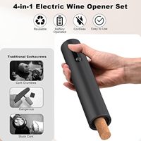 Ensemble ouvre-bouteille électrique 4-en-1 à piles avec verseur, aérateur, bouchon à vide et base de rangement