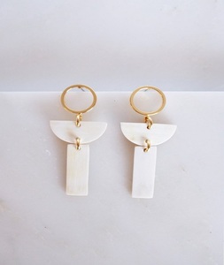 FS International Modern Classic Style High Quality Handmade Carved Buffalo Horn Cuff <b>Earrings</b> <b>Wing</b> Shape Customized Color - Product Image 1