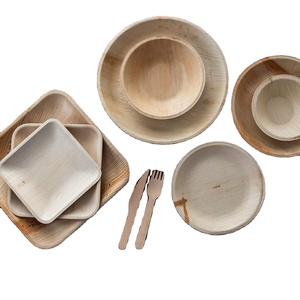 100% assiettes rondes compostables de 10 pouces en feuille de palmier ensemble de vaisselle jetable de qualité supérieure vaisselle écologique de l'Inde - Product Image 1