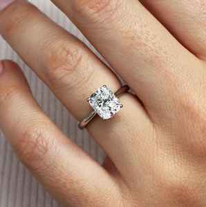 Elongated Cushion Cut D Color VVS Moissanite Prong Set <b>Solitaire</b> Engagement <b>Ring</b> Womens 925 <b>Silver</b> Fine Promise Gift Wedding - Product Image 3