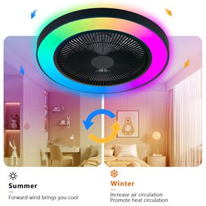 Ventilador de Techo LED Inteligente Moderno de 19 Pulgadas con Luz RGB Regulable y Control Remoto por Aplicación, Ventilador de Techo con Luz Negra para el Hogar - Product Image 5