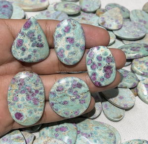 Piedra Preciosa Natural de Fuchsite con Rubí Rojo Verde, Corte Pera, Pulida, Suelta, para Fabricación de Joyería, Lote al por Mayor - Product Image 2