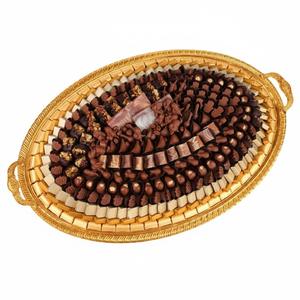 Bandeja de metal ovalada elegante de calidad premium con asas para servir chocolates, plato para chocolates para bodas y ocasiones especiales. - Product Image 4