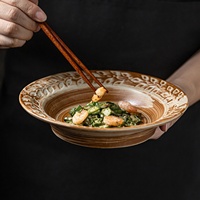 Porzellan-Teller & Geschirr Sushi-Teller Keramik Tiefer Teller Handbemalte Spirale Wabi-Sabi Tischkunst