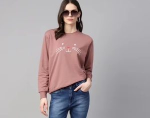 เสื้อสเวตเชิ้ตผู้หญิงสีชมพูปักลายหน้าแมว คอกลม แขนยาว สไตล์ลำลอง ผ้าถัก ระบายอากาศได้ดี เหมาะสำหรับใส่ในฤดูใบไม้ร่วง - Product Image 6