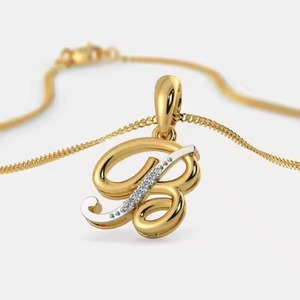 "B" Shape Yellow Gold Letter Pendant 14K/18K Gold Plated Wedding Birthday Party Special Personalized Elegance - Product Image 1