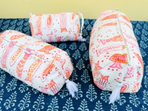 Cosmetic Bag Cotton Block Print Hand <b>Purse</b> 3 Piece Quilted Wash Bag Women's Makeup Bag Toiletry Bag Holiday Gift Utility Pouches - Product Image 3