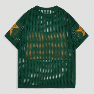 T-shirts personnalisés à col en V, séchage rapide, coupe ample, impression en relief, maillots de football, baseball, basketball, soccer en mesh pour hommes - Product Image 2